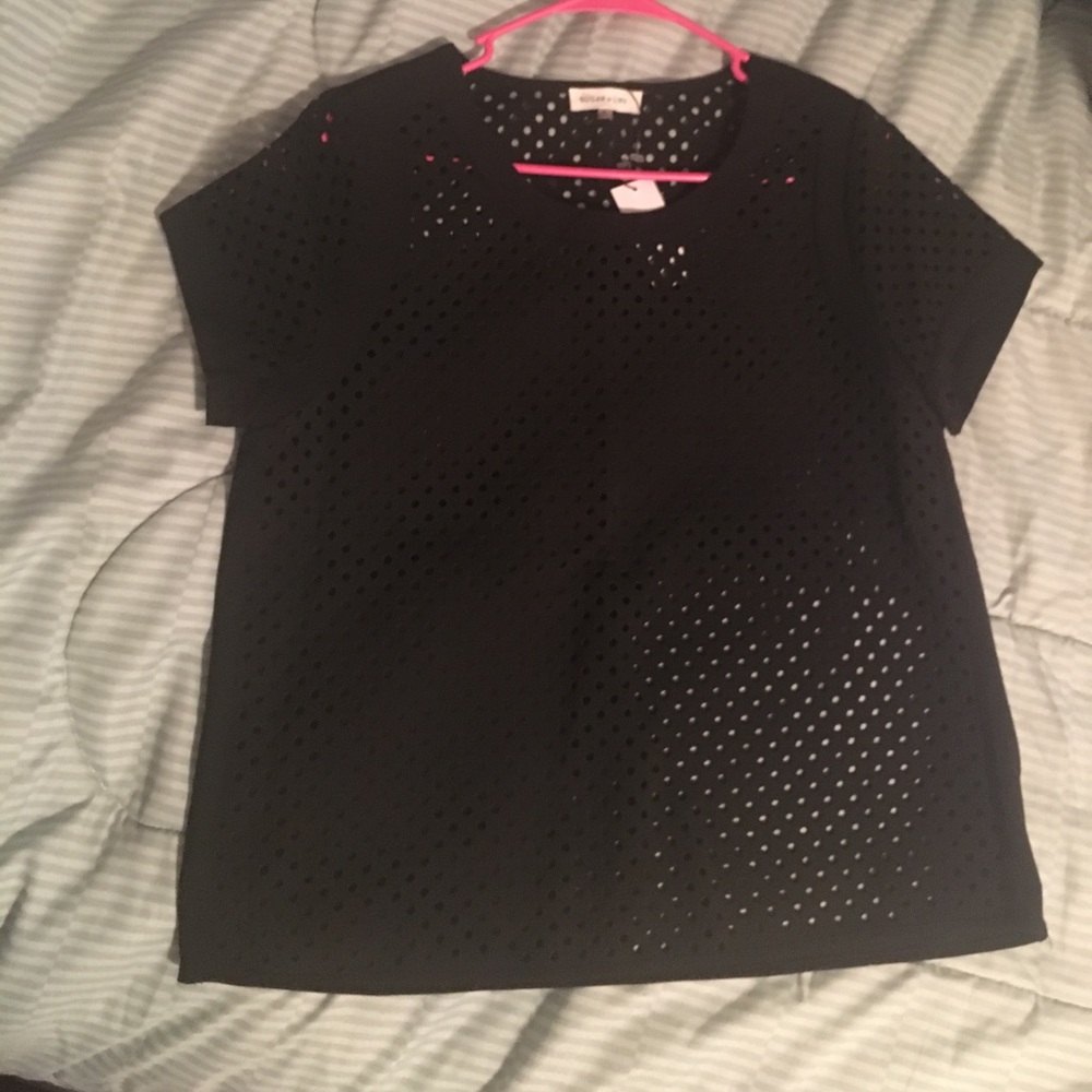 Sugar + L!PS Black Short Sleeve Shirt